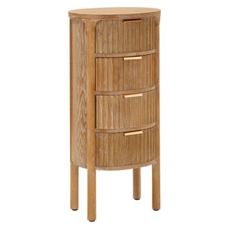 Dmora C&oacute;moda Falisa, 4 Cajones, Efecto Envejecido, Apertura Deslizante, 38x34x82h Cm, Cerezo Marr&oacute;n
