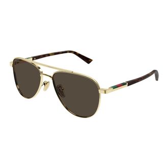 Gucci Aviator Frame Zonnebril - Heren - Zonnebrillen - Geel - 56 MM - Accessoires