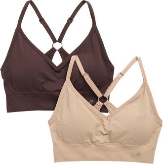 Marika London 2-Pack Low Impact Seamless Sports Bras in Tuffet/Black Coffee at Nordstrom Rack, Size X-Small
