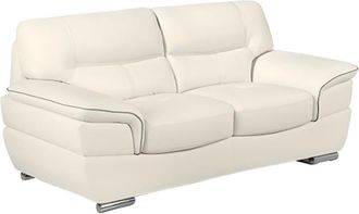 VENTE-UNIQUE.COM Sofá fijo piel 2 plazas marfil 168x93cm