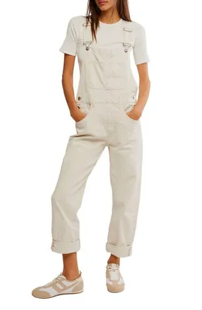 Free People We the Free Ziggy Denim Overalls in Parchment at Nordstrom, Size Large