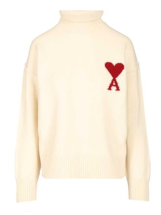 Ami Ami De Coeur Turtleneck Sweater Knitwear Bianco-Donna