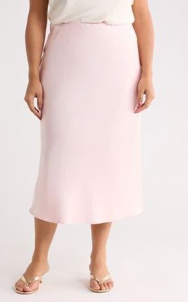 Renee C Satin Midi Skirt in Baby Pink at Nordstrom Rack, Size 1X