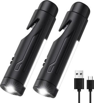 No Brand Dispositivos De Escape Para Autom&oacute;viles, Linterna Para Autom&oacute;vil, Equipo T&aacute;ctico 5 En 1 Para Autom&oacute;vil, Carga Usb, Dise&ntilde;o Magn&eacute;tico, Color Negro