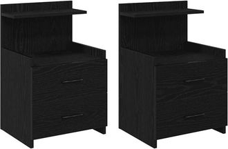 vidaXL Vidaxl - Bedside Cabinets 2 pcs with 2 Drawers Black 40x36.5x62 cm