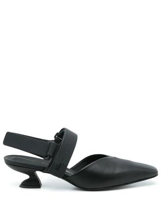 Ferragamo Square-Toe Slingback Pump - Black