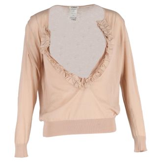 Chlo&eacute; Chlo&eacute; trui met ruches in pastelroze zijde