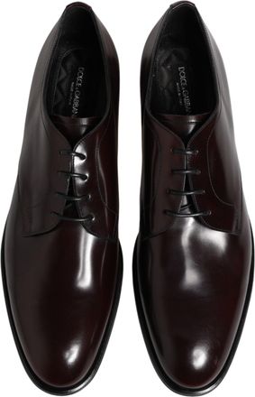 Dolce & Gabbana Black Lace Up Leather Dress Derby Men Shoes 100lf