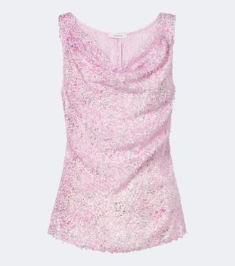 Jacques Wei Top drapeado con flecos
