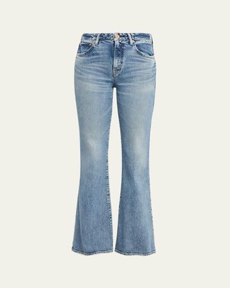 Moussy Vintage Washed Denim Mid-Rise Flared Jeans