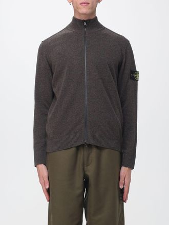 Stone Island Cardigan in pura lana vergine con collo alto e chiusura a zip
