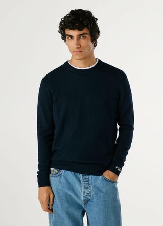 Pepe Jeans London Strickpullover PEPE JEANS ANDRE CREW NECK, Herren, Gr. XXL, blau (dulwich blau), Strick, Obermaterial: 94% Baumwolle, 3% Kaschmir, 3% Wolle, unifarben