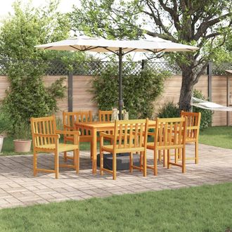 Berkfield Home 7 Piece Garden Dining Set - Solid Acacia Wood in Brown