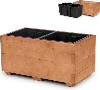 OEM Maceta De Madera Con Dos Insertos Extra&iacute;bles, Maceta Impregnada Para Flores Y Plantas, Ideal Para Balc&oacute;n, Jard&iacute;n O Terraza, 62 X 33 X 32 Cm - Marr&oacute;n