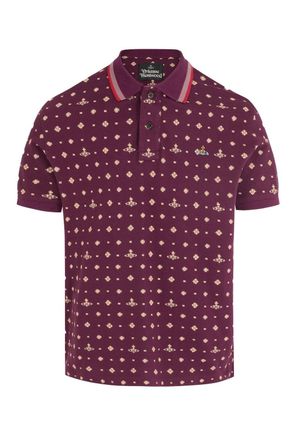 Vivienne Westwood ALL OVER ORB POLO SHIRT Size: XL, colour: BURGUNDY