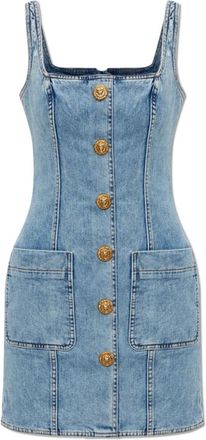 Balmain Denim Jurk - Dames - Korte kleedjes - Blauw - 2XS - Denim - Kleedjes