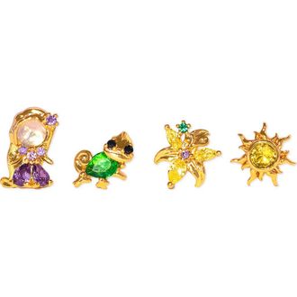Girls Crew Disney Princess Tangled Stud Earrings Set in Gold at Nordstrom