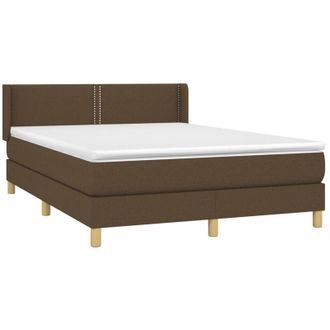vidaXL Vidaxl - Cama Box Spring Con Colch&oacute;n Tela Marr&oacute;n Oscuro 140x190 Cm
