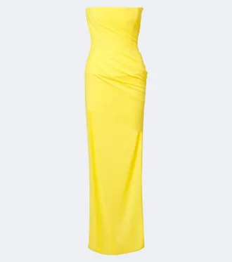 Alex Perry Ruched mesh bustier gown