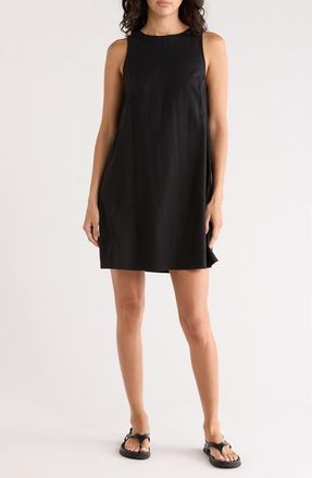 Madewell Linen Blend Shift Minidress in True Black at Nordstrom Rack, Size Xx-Large
