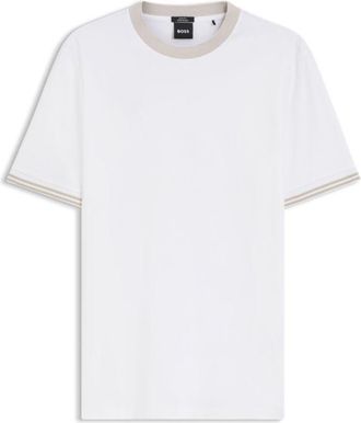 BOSS Contrast-tipping slim-fit T-shirt in mercerised cotton