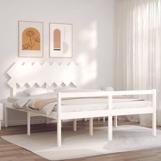 Berkfield Home Bed Frame with Headboard White 160x200 cm Solid Wood