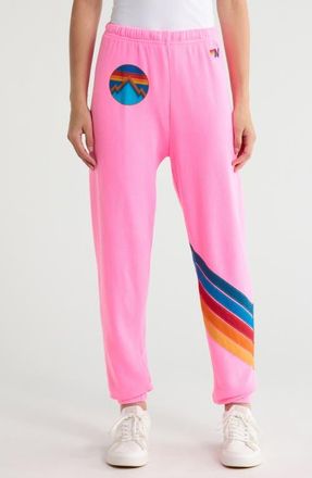 Aviator Nation All Seasons Circle Chevron Sweatpants in Neon Pink at Nordstrom, Size X-Large