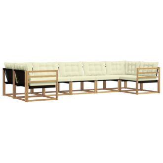 vidaXL Conjunto De Sof&aacute;s De Exterior Con Coj&iacute;n 7 Pcs Blanco Y Crema Vidaxl