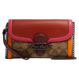 Coach Signature Colorblock Jade Chain Crossbody, Womens Crossbody Bag, Khaki, Redwood, One Size