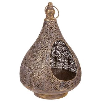 Wanderlust Deco Portavelas De Metal Dorado 25x25x38h Cm