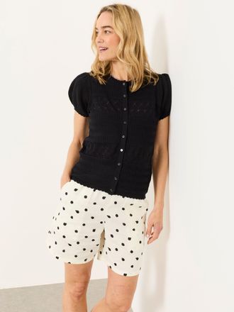 Fat Face FatFace Knitted Pointelle Top in Black