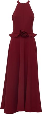 Rotate Fleuri Flower Open Shoulder Peplum Long Maxi Dress