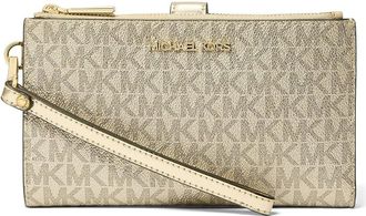 Michael Kors Jet Set Double Zip Wristlet Womens Handbags Pale Gold 1 : PROCESSING PROCESSING, Leather
