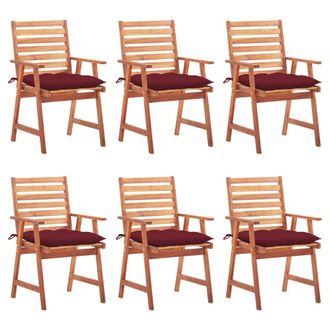 vidaXL Vidaxl - Sillas Comedor De Jard&iacute;n Y Cojines 6 Uds Madera Maciza Acacia