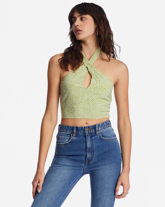 Billabong Crop-Top BILLABONG Retro Wave, Damen, Gr. L, gr&uuml;n (moss meadow), Obermaterial: 100% Viskose;, Tops Crop-Top