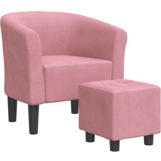 vidaXL Sill&oacute;n Con Taburete Terciopelo Rosa Vidaxl