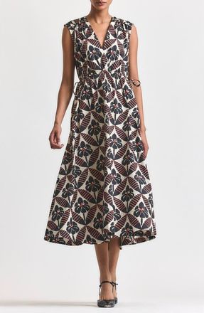 Derek Lam Nara Print Cotton Maxi Dress in Ivory Floral Geo at Nordstrom Rack, Size 00