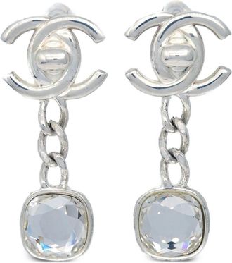 Chanel 1997 CC turn-lock clip-on earrings - women - Silver Plated/Rhinestone - One Size