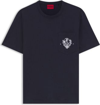 HUGO BOSS Relaxed-fit cotton T-shirt with anchor pocket print