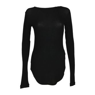 Dondup Long Sleeve Tops, female, Black, Size: L Slim-fit Interlock Crew-neck T-shirt