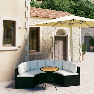 vidaXL 5 Pcs Sofa Sofas Of Garden W/ Vime Pe Preto Cushion
