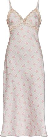 LoveShackFancy Idris Jurk met ingeweven applicaties - Dames - Maxi kleedjes - Roze - L - Polyester - Kleedjes