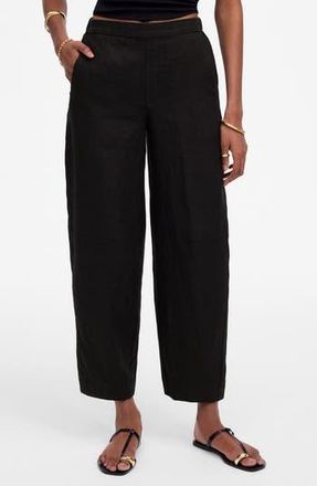 Madewell Barrel Leg Crop Linen Pants in Jet Black at Nordstrom Rack, Size Large
