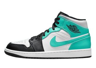 Nike Nike Mens Air Jordan 1 Mid Sneaker, White/Black/Island Green, 7 UK