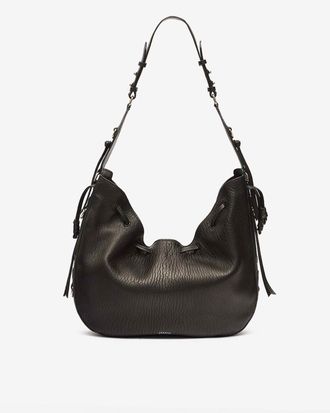 Isabel Marant Bolton Hobo Bag In Leather - Black And Silver - Isabel Marant