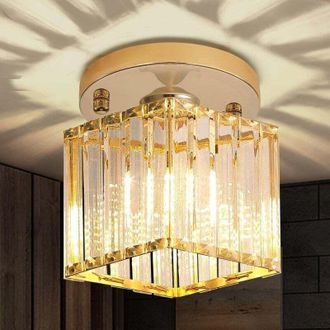 OEM L&aacute;mpara De Techo Led Cuadrada De Cristal Dorado Para Cocina, Dormitorio, Pasillo, Recibidor, Luz Tricolor, Ba&ntilde;o -crezuo