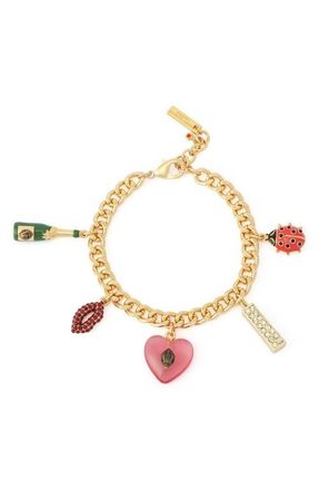Kurt Geiger Playful Curb Chain Charm Bracelet in Gold/Multi at Nordstrom