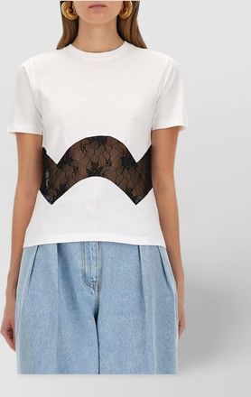 Nina Ricci short sleeve lace detail top with contrast