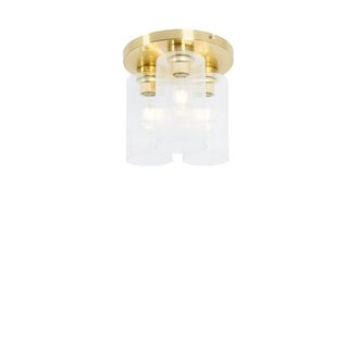 QAZQA Qazqa - Art D&eacute;co Plaf&oacute;n Art Deco Dorado Con Cristal 3-luces - Laura Vidrio /acero Redonda Adecuado Para Led Max. 1 X 40 Watt