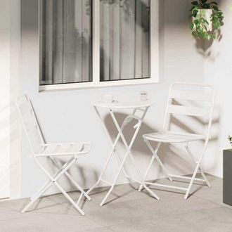 vidaXL Conjunto Bistro 3 Pcs Blanco Acero Vidaxl